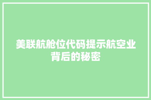 美联航舱位代码提示航空业背后的秘密 GoogleSEO