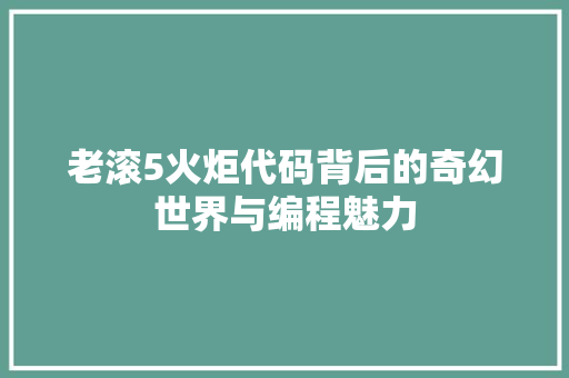 老滚5火炬代码背后的奇幻世界与编程魅力 GoogleSEO