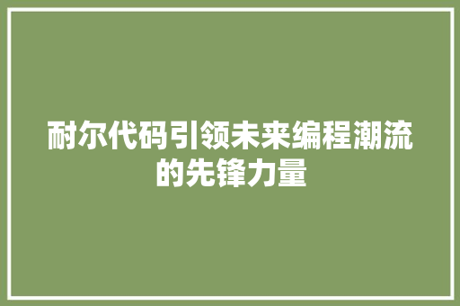 耐尔代码引领未来编程潮流的先锋力量 GoogleSEO