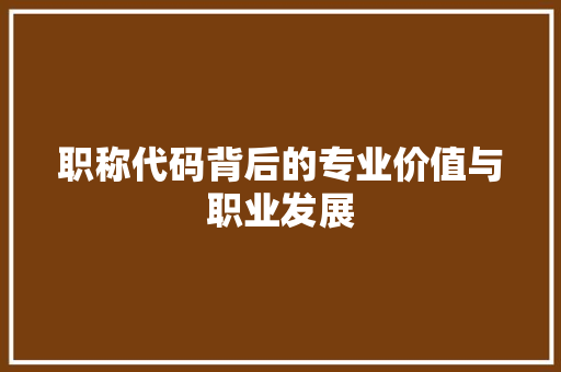 职称代码背后的专业价值与职业发展 必应SEO