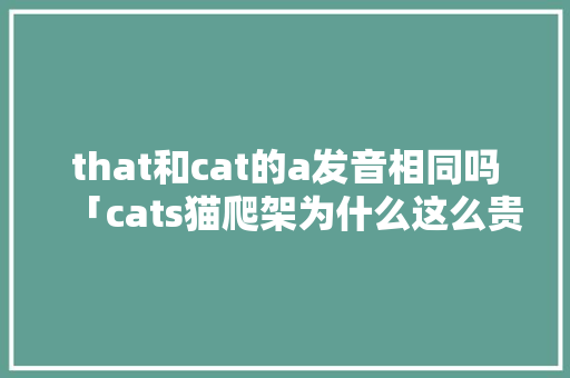 that和cat的a发音相同吗「cats猫爬架为什么这么贵」 that和cat的a发音相同吗「cats猫爬架为什么这么贵」 GoogleSEO