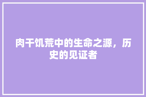 肉干饥荒中的生命之源，历史的见证者 神马SEO