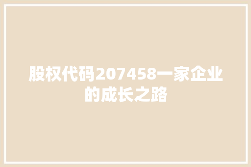股权代码207458一家企业的成长之路 百度SEO