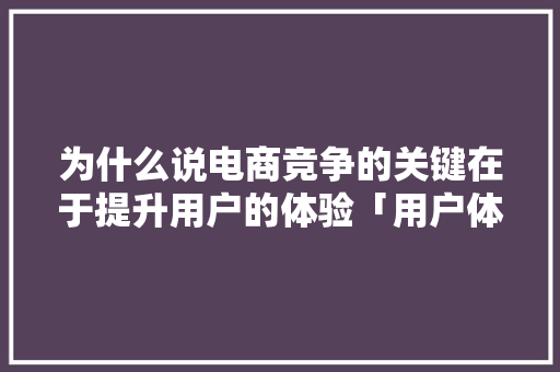 为什么说电商竞争的关键在于提升用户的体验「用户体验为什么重要呢」 为什么说电商竞争的关键在于提升用户的体验「用户体验为什么重要呢」 GoogleSEO