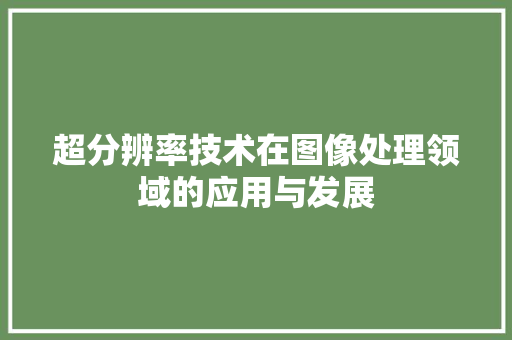 超分辨率技术在图像处理领域的应用与发展 百度SEO
