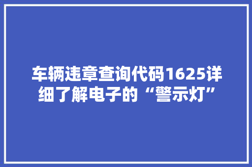 车辆违章查询代码1625详细了解电子的“警示灯” 神马SEO