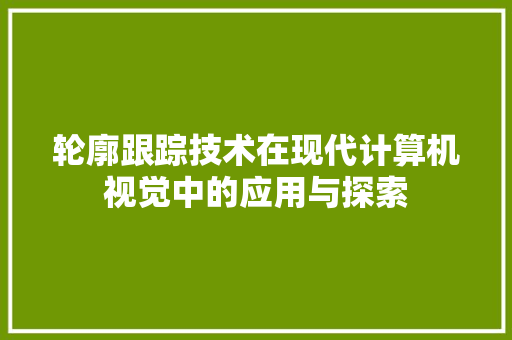 轮廓跟踪技术在现代计算机视觉中的应用与探索 GoogleSEO