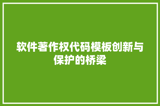 软件著作权代码模板创新与保护的桥梁 神马SEO