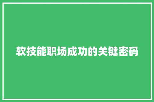 软技能职场成功的关键密码 必应SEO