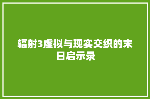 辐射3虚拟与现实交织的末日启示录 必应SEO