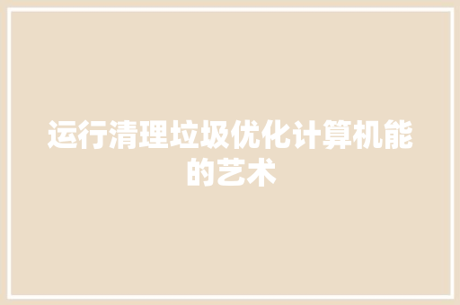 运行清理垃圾优化计算机能的艺术 必应SEO