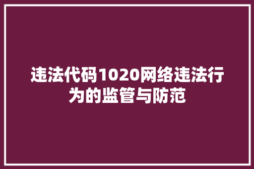 违法代码1020网络违法行为的监管与防范 百度SEO