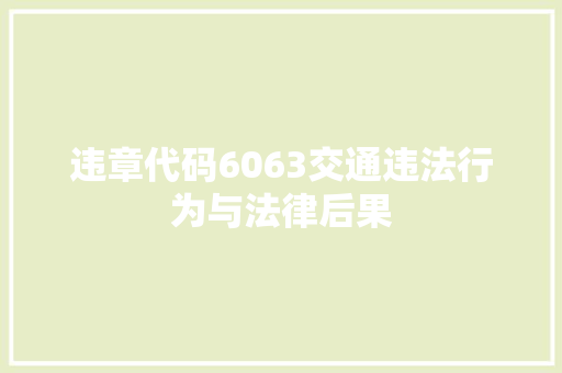 违章代码6063交通违法行为与法律后果 必应SEO