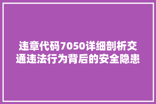 违章代码7050详细剖析交通违法行为背后的安全隐患 GoogleSEO