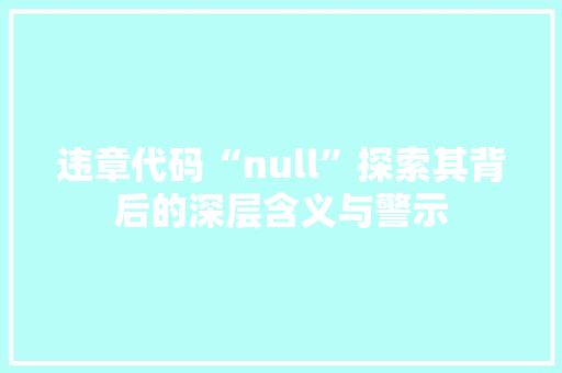 违章代码“null”探索其背后的深层含义与警示 必应SEO