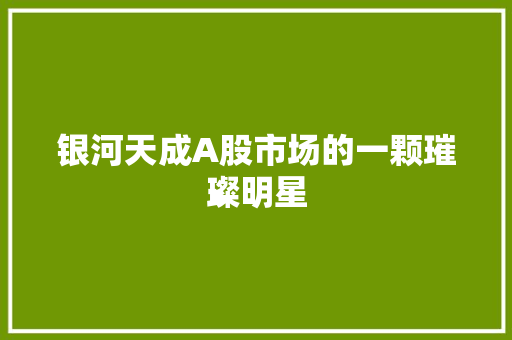 银河天成A股市场的一颗璀璨明星 GoogleSEO