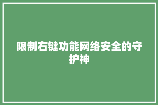 限制右键功能网络安全的守护神 百度SEO