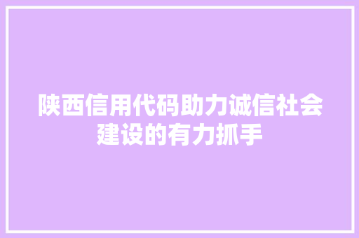 陕西信用代码助力诚信社会建设的有力抓手 神马SEO