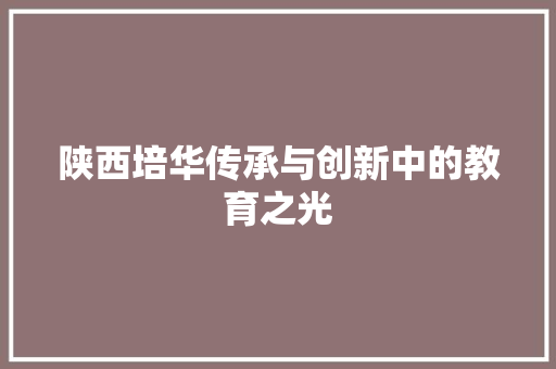 陕西培华传承与创新中的教育之光 必应SEO
