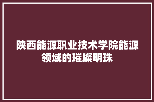 陕西能源职业技术学院能源领域的璀璨明珠 搜狗SEO