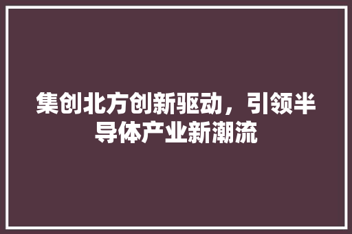 集创北方创新驱动，引领半导体产业新潮流 神马SEO