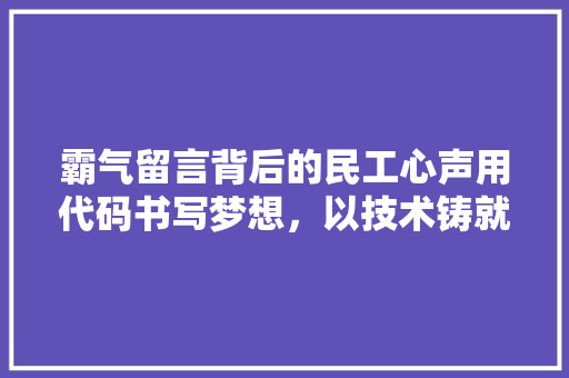 霸气留言背后的民工心声用代码书写梦想，以技术铸就未来 神马SEO
