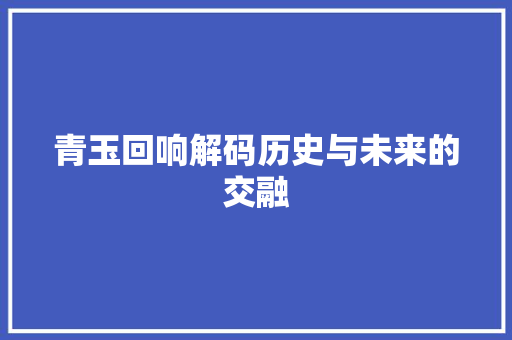 青玉回响解码历史与未来的交融 必应SEO