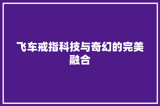 飞车戒指科技与奇幻的完美融合 GoogleSEO
