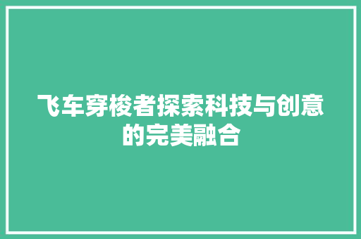 飞车穿梭者探索科技与创意的完美融合 必应SEO