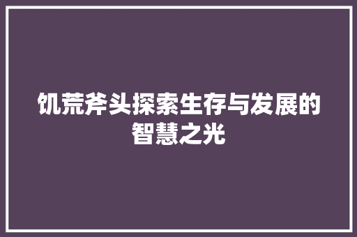 饥荒斧头探索生存与发展的智慧之光 必应SEO