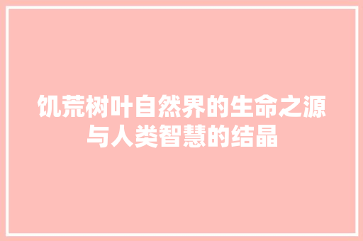 饥荒树叶自然界的生命之源与人类智慧的结晶 GoogleSEO
