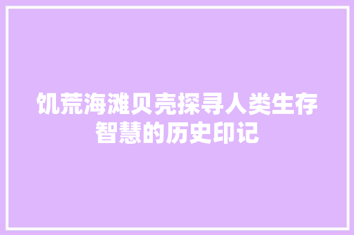 饥荒海滩贝壳探寻人类生存智慧的历史印记