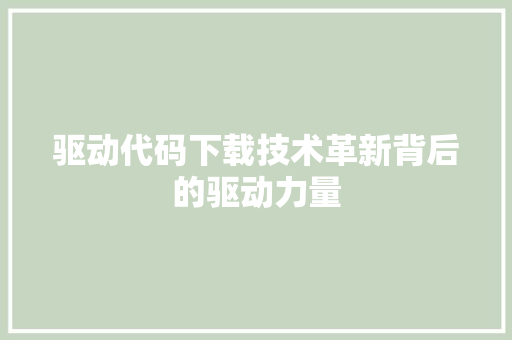 驱动代码下载技术革新背后的驱动力量 必应SEO