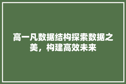 高一凡数据结构探索数据之美，构建高效未来 神马SEO