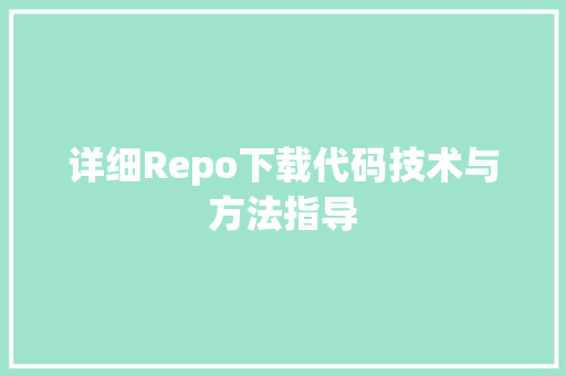 详细Repo下载代码技术与方法指导 必应SEO