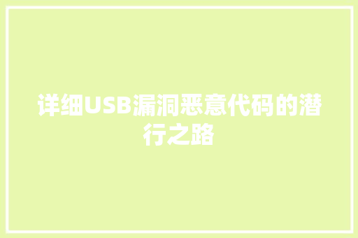 详细USB漏洞恶意代码的潜行之路 神马SEO