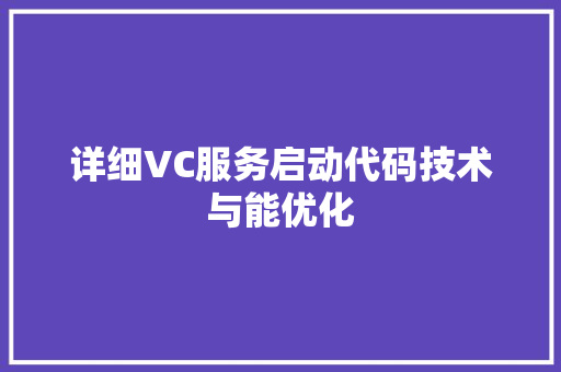详细VC服务启动代码技术与能优化 百度SEO