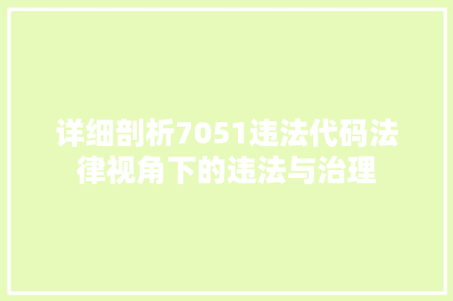 详细剖析7051违法代码法律视角下的违法与治理 百度SEO