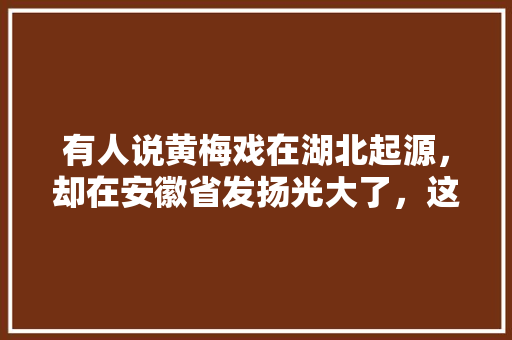 有人说黄梅戏在湖北起源，却在安徽省发扬光大了，这是为什么「为什么把宿松县单独列出来」 有人说黄梅戏在湖北起源，却在安徽省发扬光大了，这是为什么「为什么把宿松县单独列出来」 搜狗SEO