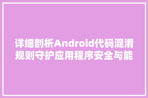 详细剖析Android代码混淆规则守护应用程序安全与能的艺术 GoogleSEO