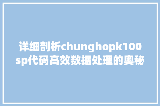 详细剖析chunghopk100sp代码高效数据处理的奥秘 百度SEO