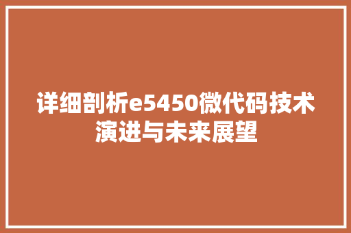详细剖析e5450微代码技术演进与未来展望 GoogleSEO