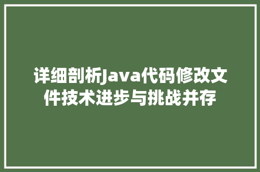 详细剖析Java代码修改文件技术进步与挑战并存 搜狗SEO