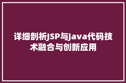 详细剖析JSP与Java代码技术融合与创新应用 百度SEO
