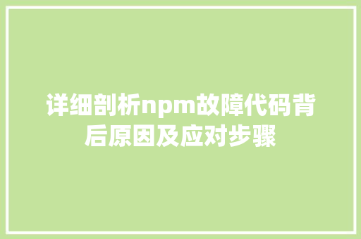 详细剖析npm故障代码背后原因及应对步骤 必应SEO