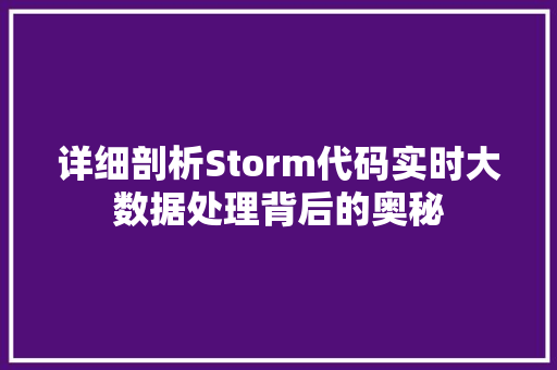 详细剖析Storm代码实时大数据处理背后的奥秘 神马SEO