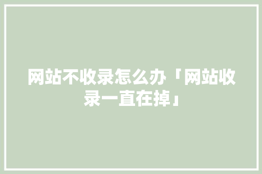 网站不收录怎么办「网站收录一直在掉」 网站不收录怎么办「网站收录一直在掉」 GoogleSEO