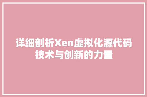 详细剖析Xen虚拟化源代码技术与创新的力量 神马SEO