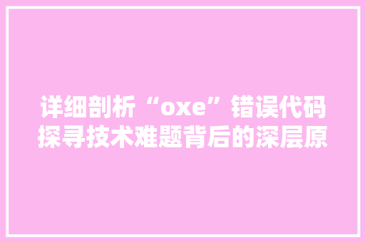 详细剖析“oxe”错误代码探寻技术难题背后的深层原因 神马SEO