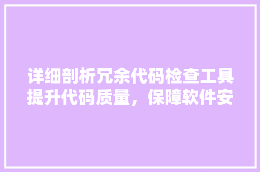 详细剖析冗余代码检查工具提升代码质量，保障软件安全 GoogleSEO